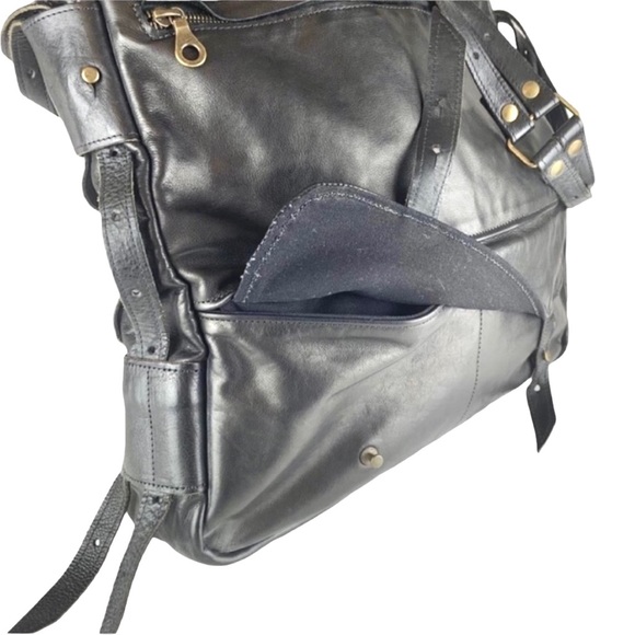 Large Leather Jas M.B. London Black Shoulder Handbag with Dustbag - Picture 7 of 16